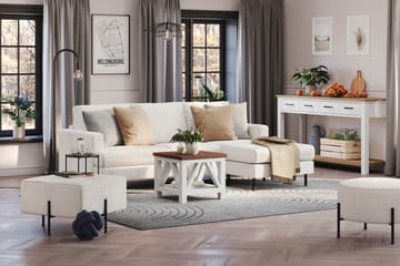 Menard Compact 3-sits Högervänd L-formad Divansoffa i Bouclé - Vit - Möbler - Soffa - Divansoffa & schäslongsoffa - 3 sits soffa med divan
