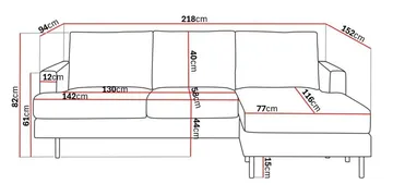 Menard Compact 3-sits Högervänd L-formad Divansoffa i Manchester - Grå - Möbler - Soffa - Divansoffa & schäslongsoffa - 3 sits soffa med divan