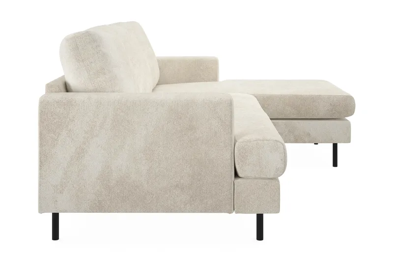 Menard Compact 3-sits Högervänd L-formad Divansoffa i Sammet - Krämvit - Möbler - Soffa - Divansoffa & schäslongsoffa - 3 sits soffa med divan