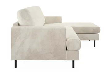 Menard Compact 3-sits Högervänd L-formad Divansoffa i Sammet - Krämvit - Möbler - Soffa - Divansoffa & schäslongsoffa - 3 sits soffa med divan
