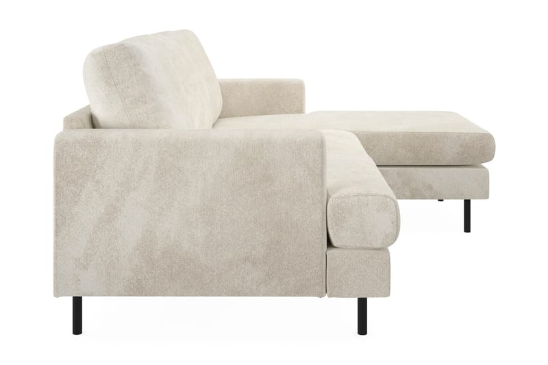 Menard Compact 3-sits Högervänd L-formad Divansoffa i Sammet - Krämvit - Möbler - Soffa - Divansoffa & schäslongsoffa - 3 sits soffa med divan