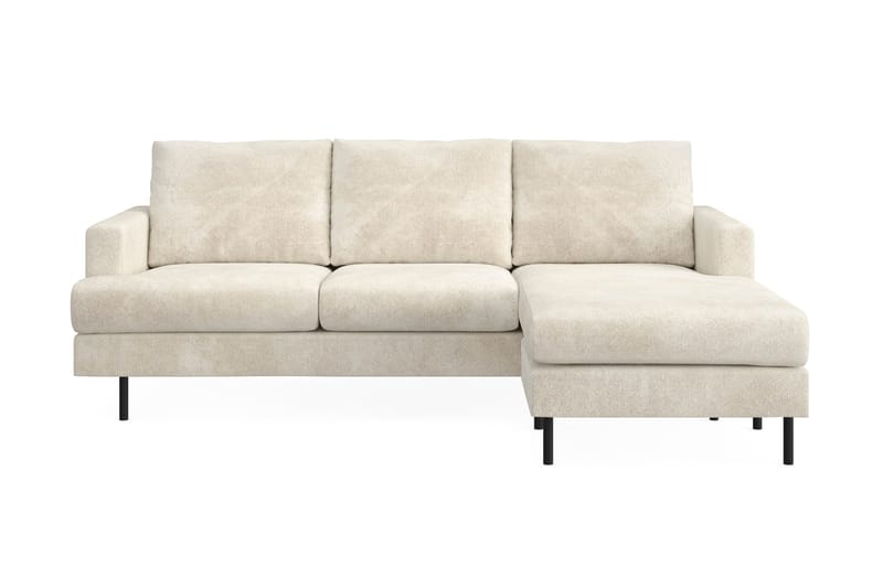 Menard Compact 3-sits Högervänd L-formad Divansoffa i Sammet - Krämvit - Möbler - Soffa - Divansoffa & schäslongsoffa - 3 sits soffa med divan