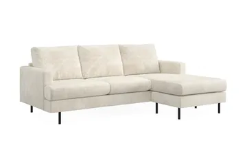 Menard Compact 3-sits Högervänd L-formad Divansoffa i Sammet - Krämvit - Möbler - Soffa - Divansoffa & schäslongsoffa - 3 sits soffa med divan