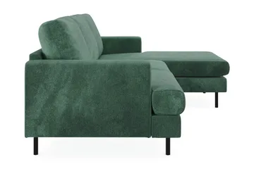 Menard Compact 3-sits Högervänd L-formad Divansoffa i Sammet - Mörkgrön - Möbler - Soffa - Divansoffa & schäslongsoffa - 3 sits soffa med divan