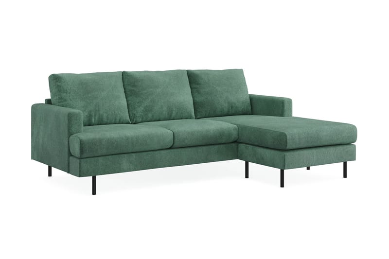 Menard Compact 3-sits Högervänd L-formad Divansoffa i Sammet - Mörkgrön - Möbler - Soffa - Divansoffa & schäslongsoffa - 3 sits soffa med divan