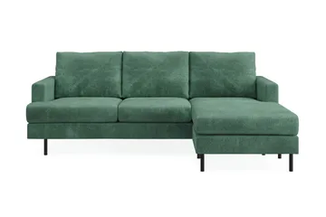 Menard Compact 3-sits Högervänd L-formad Divansoffa i Sammet - Mörkgrön - Möbler - Soffa - Divansoffa & schäslongsoffa - 3 sits soffa med divan