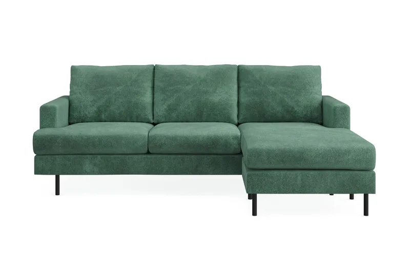 Menard Compact 3-sits Högervänd L-formad Divansoffa i Sammet - Mörkgrön - Möbler - Soffa - Divansoffa & schäslongsoffa - 3 sits soffa med divan