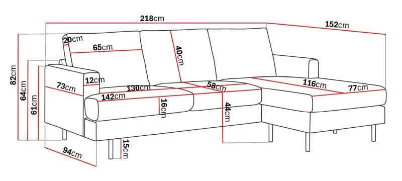Menard Compact 3-sits Högervänd L-formad Divansoffa i Tyg - Beige - Möbler - Soffa - Divansoffa & schäslongsoffa - 3 sits soffa med divan