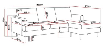 Menard Compact 3-sits Högervänd L-formad Divansoffa i Tyg - Ljusgrå - Möbler - Soffa - Divansoffa & schäslongsoffa - 3 sits soffa med divan