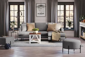 Menard Compact 3-sits Högervänd L-formad Divansoffa i Tyg - Mörkgrå - Möbler - Soffa - Divansoffa & schäslongsoffa - 3 sits soffa med divan