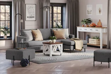 Menard Compact 3-sits Högervänd L-formad Divansoffa i Tyg - Mörkgrå - Möbler - Soffa - Divansoffa & schäslongsoffa - 3 sits soffa med divan