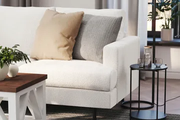 Menard Compact 3-sits Vänstervänd L-formad Divansoffa i Bouclé - Vit - Möbler - Soffa - Divansoffa & schäslongsoffa - 3 sits soffa med divan