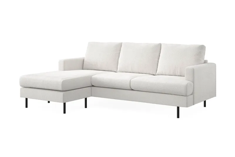 Menard Compact 3-sits Vänstervänd L-formad Divansoffa i Bouclé - Vit - Möbler - Soffa - Divansoffa & schäslongsoffa - 3 sits soffa med divan