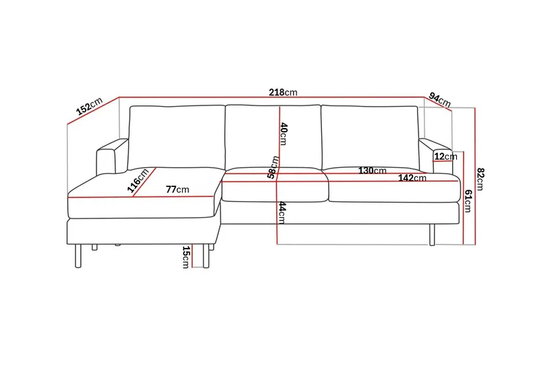 Menard Compact 3-sits Vänstervänd L-formad Divansoffa i Manchester - Beige - Möbler - Soffa - Divansoffa & schäslongsoffa - 3 sits soffa med divan