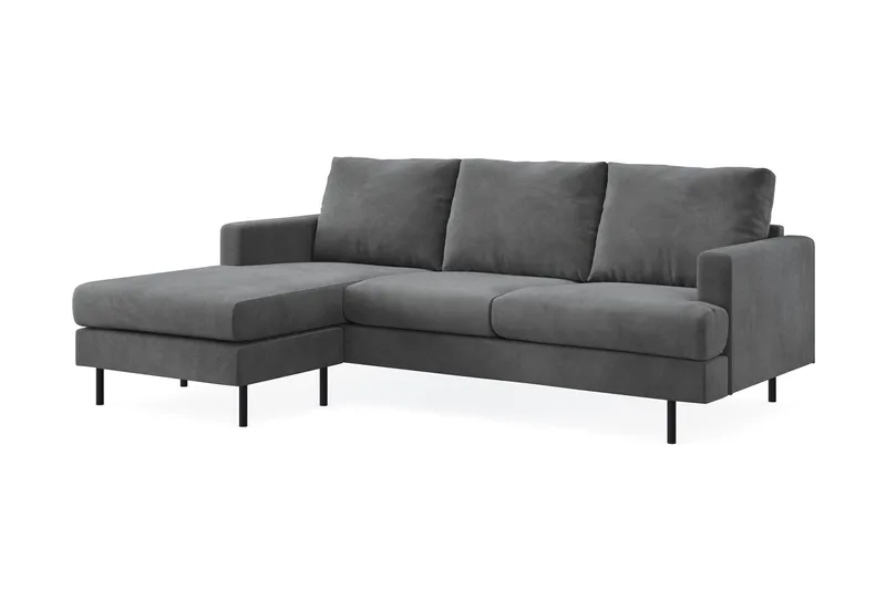 Menard Compact 3-sits Vänstervänd L-formad Divansoffa i Manchester - Grå - Möbler - Soffa - Divansoffa & schäslongsoffa - 3 sits soffa med divan