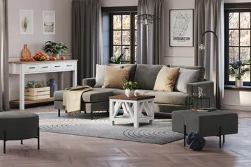 Menard Compact 3-sits Vänstervänd L-formad Divansoffa i Manchester - Grå - Möbler - Soffa - Divansoffa & schäslongsoffa - 3 sits soffa med divan