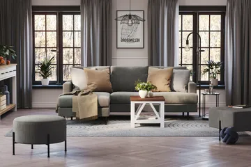 Menard Compact 3-sits Vänstervänd L-formad Divansoffa i Manchester - Grå - Möbler - Soffa - Divansoffa & schäslongsoffa - 3 sits soffa med divan