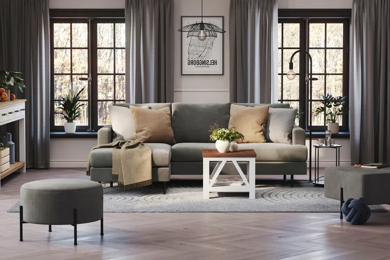 Menard Compact 3-sits Vänstervänd L-formad Divansoffa i Manchester - Grå - Möbler - Soffa - Divansoffa & schäslongsoffa - 3 sits soffa med divan