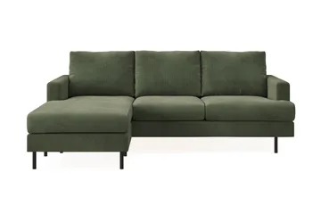 Menard Compact 3-sits Vänstervänd L-formad Divansoffa i Manchester - Grön - Möbler - Soffa - Divansoffa & schäslongsoffa - 3 sits soffa med divan