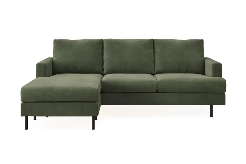 Menard Compact 3-sits Vänstervänd L-formad Divansoffa i Manchester - Grön - Möbler - Soffa - Divansoffa & schäslongsoffa - 3 sits soffa med divan