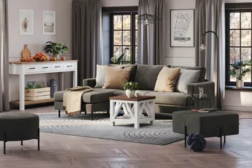 Menard Compact 3-sits Vänstervänd L-formad Divansoffa i Manchester - Mörkgrå - Möbler - Soffa - Divansoffa & schäslongsoffa - 3 sits soffa med divan