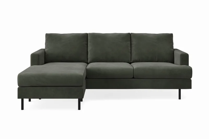 Menard Compact 3-sits Vänstervänd L-formad Divansoffa i Manchester - Mörkgrön - Möbler - Soffa - Divansoffa & schäslongsoffa - 3 sits soffa med divan