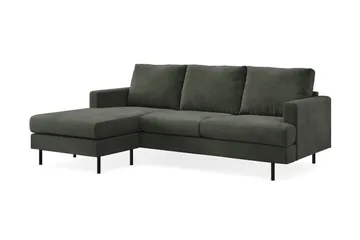Menard Compact 3-sits Vänstervänd L-formad Divansoffa i Manchester - Mörkgrön - Möbler - Soffa - Divansoffa & schäslongsoffa - 3 sits soffa med divan