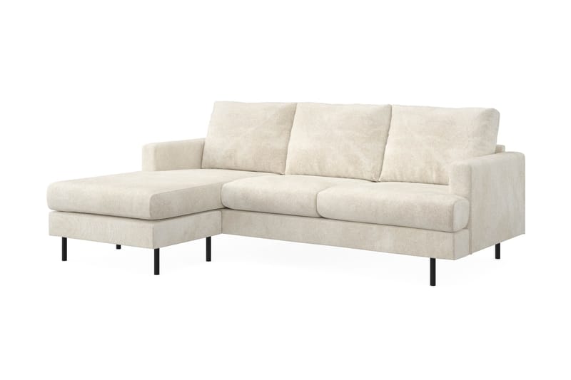 Menard Compact 3-sits Vänstervänd L-formad Divansoffa i Sammet - Krämvit - Möbler - Soffa - Divansoffa & schäslongsoffa - 3 sits soffa med divan