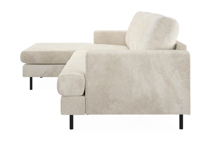 Menard Compact 3-sits Vänstervänd L-formad Divansoffa i Sammet - Krämvit - Möbler - Soffa - Divansoffa & schäslongsoffa - 3 sits soffa med divan