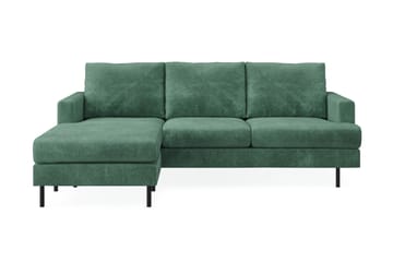 Menard Compact 3-sits Vänstervänd L-formad Divansoffa i Sammet - Mörkgrön - Möbler - Soffa - Divansoffa & schäslongsoffa - 3 sits soffa med divan
