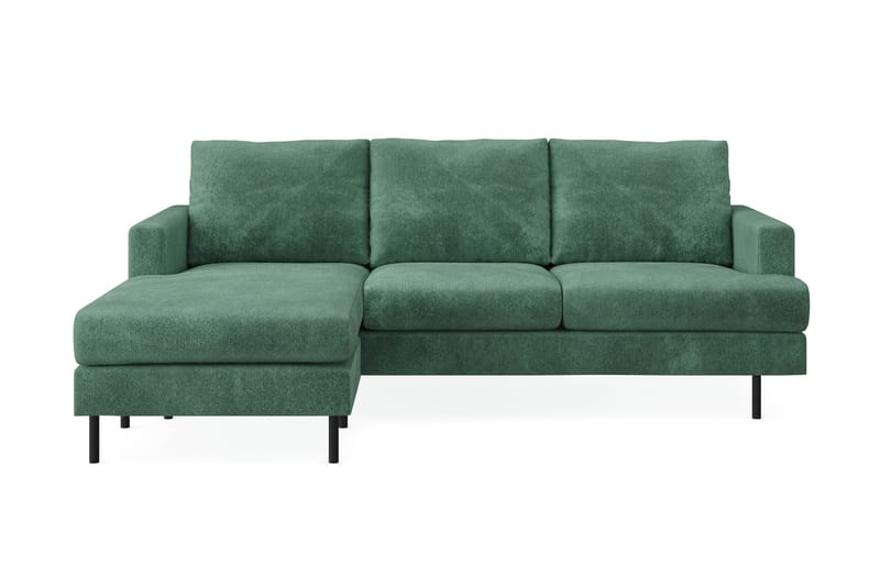 Menard Compact 3-sits Vänstervänd L-formad Divansoffa i Sammet - Mörkgrön - Möbler - Soffa - Divansoffa & schäslongsoffa - 3 sits soffa med divan