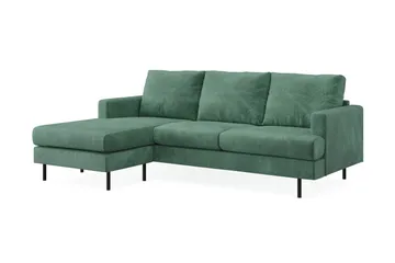 Menard Compact 3-sits Vänstervänd L-formad Divansoffa i Sammet - Mörkgrön - Möbler - Soffa - Divansoffa & schäslongsoffa - 3 sits soffa med divan