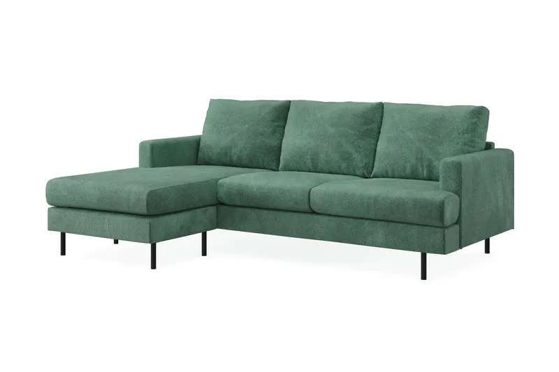 Menard Compact 3-sits Vänstervänd L-formad Divansoffa i Sammet - Mörkgrön - Möbler - Soffa - Divansoffa & schäslongsoffa - 3 sits soffa med divan