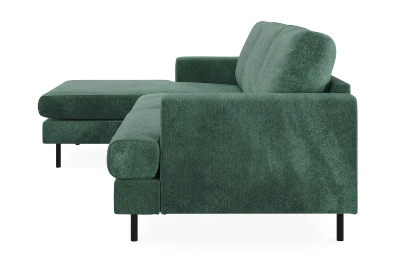 Menard Compact 3-sits Vänstervänd L-formad Divansoffa i Sammet - Mörkgrön - Möbler - Soffa - Divansoffa & schäslongsoffa - 3 sits soffa med divan