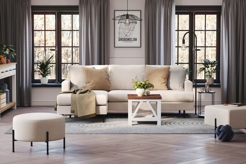 Menard Compact 3-sits Vänstervänd L-formad Divansoffa i Tyg - Beige - Möbler - Soffa - Divansoffa & schäslongsoffa - 3 sits soffa med divan