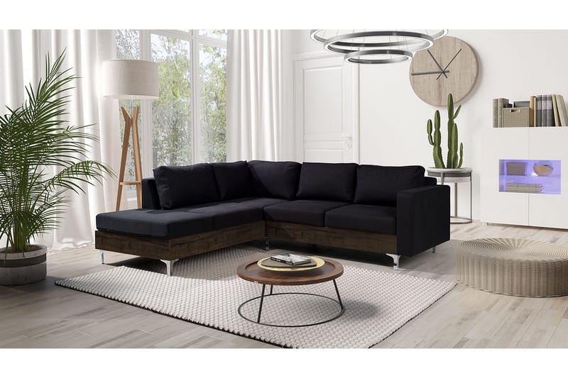 Oberting Soffa - Svart - Möbler - Soffa - Divansoffa & schäslongsoffa - 3 sits soffa med divan