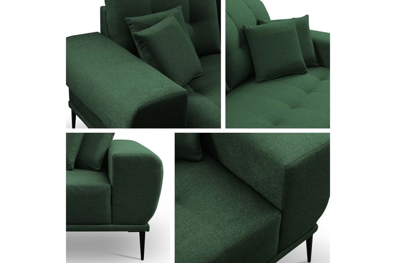 3-sits Soffa med Divan Rapana Höger med Kuddar - Sammet/Grön - Sammetssoffa - 3 sits soffa med divan - Divansoffa & schäslongsoffa