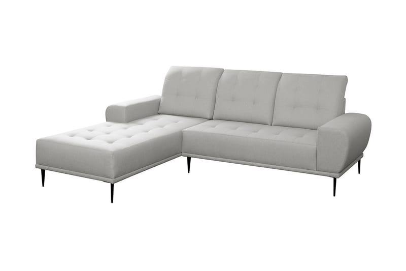 3-sits Soffa med Divan Rapana Höger med Kuddar - Sammet/Ljusgrå/Svart - Sammetssoffa - 3 sits soffa med divan - Divansoffa & schäslongsoffa