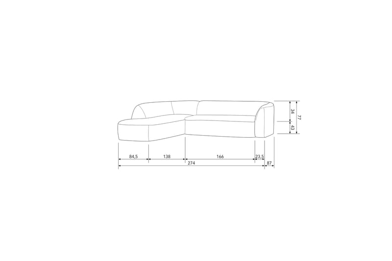 Soffa med Schäslong Mooli 3-sits - Grå/Svart - Möbler - Soffa - Divansoffa & schäslongsoffa - 3 sits soffa med divan