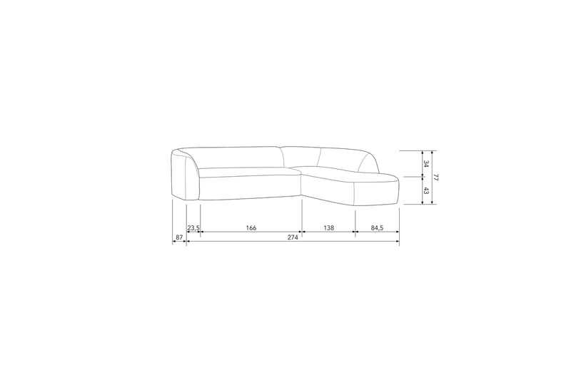 Soffa med Schäslong Mooli 3-sits - Pearl - Möbler - Soffa - Divansoffa & schäslongsoffa - 3 sits soffa med divan