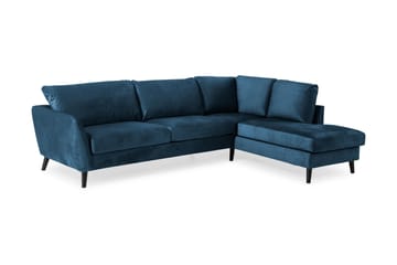 Trend 4-sits Högervänd L-formad Schäslongsoffa i Sammet - Blå - Möbler - Soffa - Divansoffa & schäslongsoffa - 4 sits soffa med divan