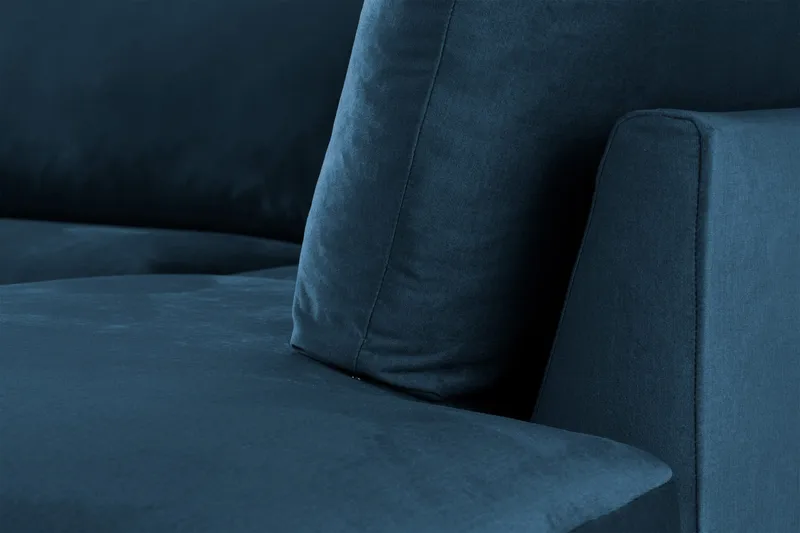 Trend 4-sits Högervänd L-formad Schäslongsoffa i Sammet - Blå - Möbler - Soffa - Divansoffa & schäslongsoffa - 4 sits soffa med divan
