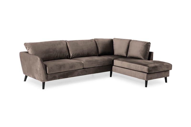 Trend 4-sits Högervänd L-formad Schäslongsoffa i Sammet - Brun - Möbler - Soffa - Divansoffa & schäslongsoffa - 4 sits soffa med divan