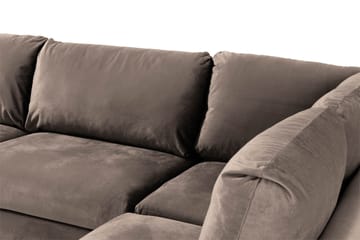 Trend 4-sits Högervänd L-formad Schäslongsoffa i Sammet - Brun - Möbler - Soffa - Divansoffa & schäslongsoffa - 4 sits soffa med divan