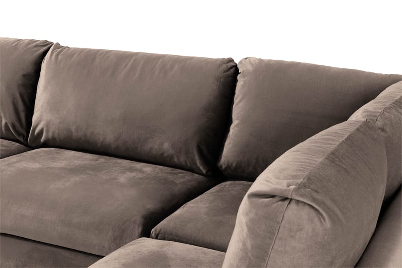 Trend 4-sits Högervänd L-formad Schäslongsoffa i Sammet - Brun - Möbler - Soffa - Divansoffa & schäslongsoffa - 4 sits soffa med divan