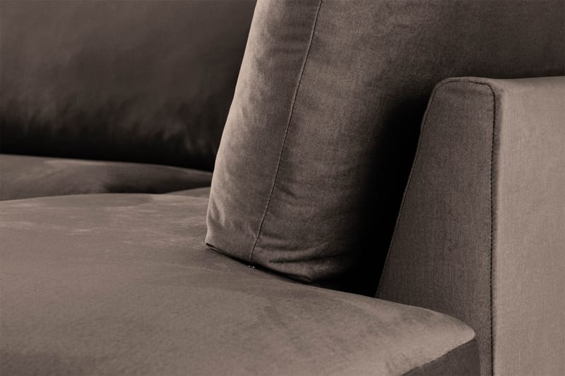 Trend 4-sits Högervänd L-formad Schäslongsoffa i Sammet - Brun - Möbler - Soffa - Divansoffa & schäslongsoffa - 4 sits soffa med divan