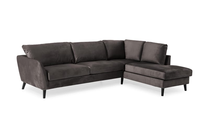Trend 4-sits Högervänd L-formad Schäslongsoffa i Sammet - Mörkgrå - Möbler - Soffa - Divansoffa & schäslongsoffa - 4 sits soffa med divan
