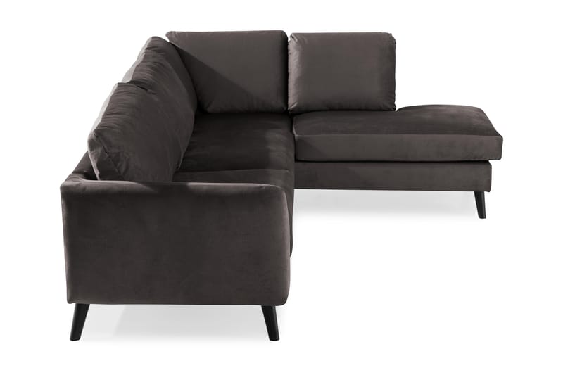 Trend 4-sits Högervänd L-formad Schäslongsoffa i Sammet - Mörkgrå - Möbler - Soffa - Divansoffa & schäslongsoffa - 4 sits soffa med divan
