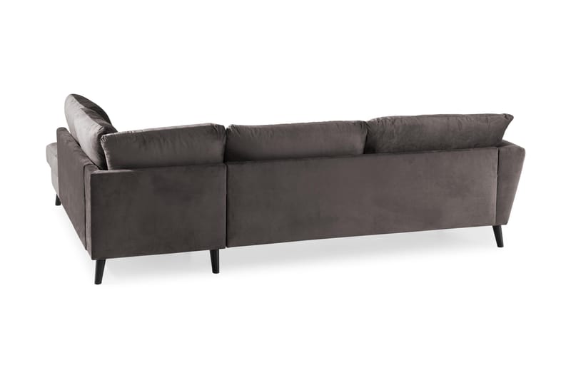 Trend 4-sits Högervänd L-formad Schäslongsoffa i Sammet - Mörkgrå - Möbler - Soffa - Divansoffa & schäslongsoffa - 4 sits soffa med divan