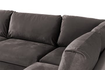 Trend 4-sits Högervänd L-formad Schäslongsoffa i Sammet - Mörkgrå - Möbler - Soffa - Divansoffa & schäslongsoffa - 4 sits soffa med divan